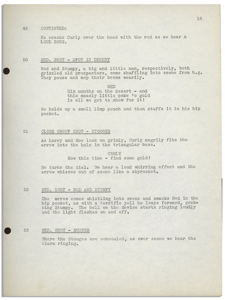 Moe Howard's Personally Owned Script for The Three Stooges 1942 Film ''Cactus Makes Perfect''
